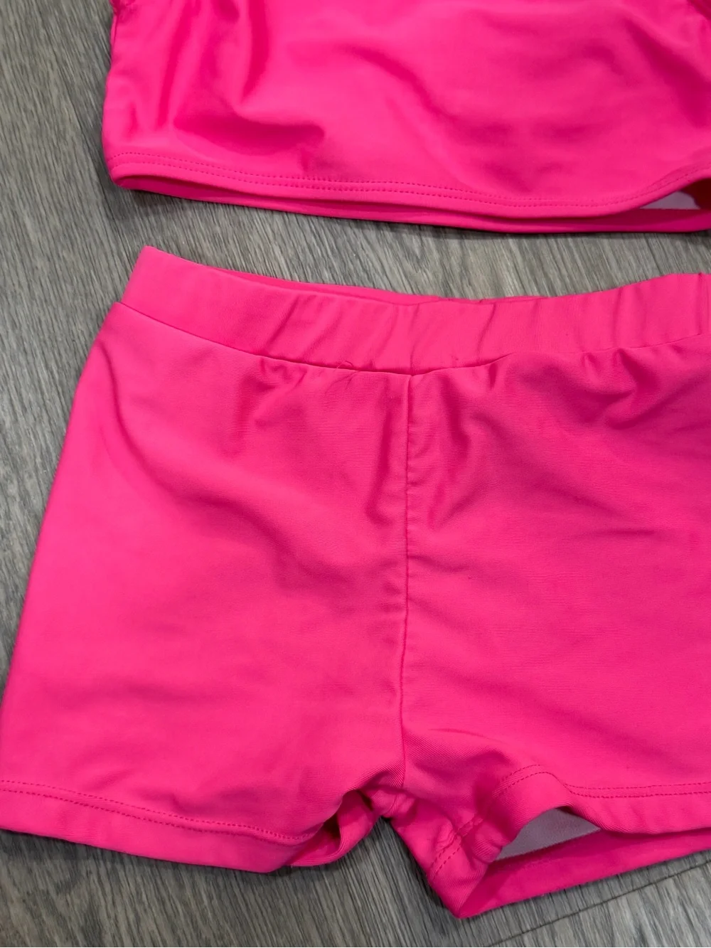 Betsey Johnson Girl’s 2 Pc Pink Bathing Suit Tank Top & Shorts Size 5